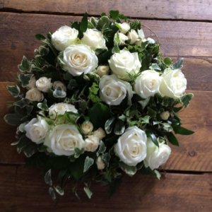 Elegant White Rose Posy Pad