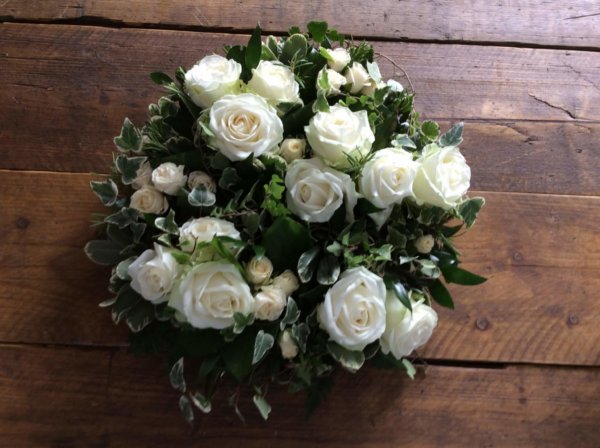 Elegant White Rose Posy Pad