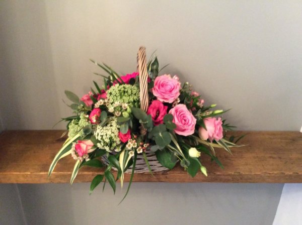Pink and White Basket