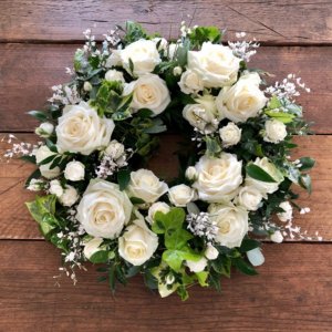 Contemporary White Rose Wreath