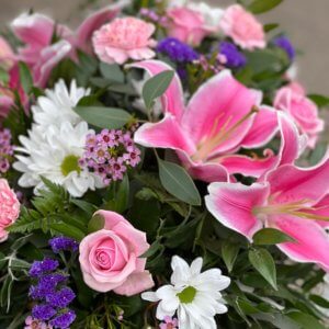 Pink and White Coffin Spray