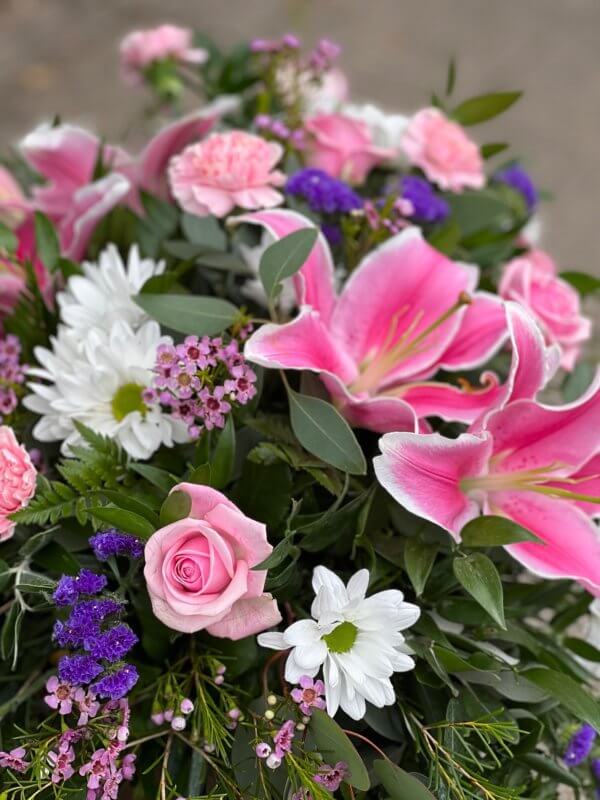 Pink and White Coffin Spray