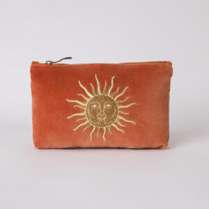 Elizabeth Scarlett Sun Goddess Rust Velvet Mini Pouch